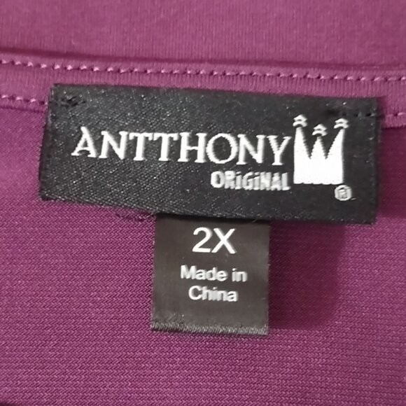 Antthony Originals: 2pc Pull on Mesh Knit Pant Set, Size 2X, Burgundy, Black - Picture 9 of 11